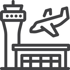 Simple vector airport outline icon on white background