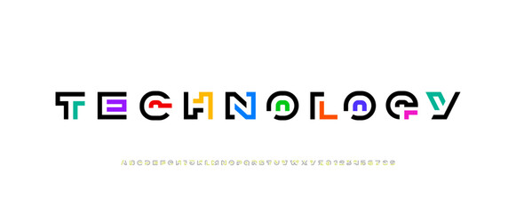 Modern font technology alphabet from segment line