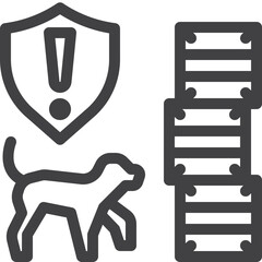 Simple vector dog check product outline icon on white background