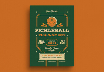 Green Retro Pickleball Tournament Event Flyer