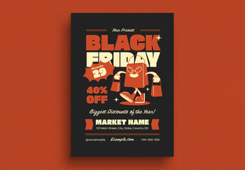 Orange Retro Trendy Black Friday Event Flyer
