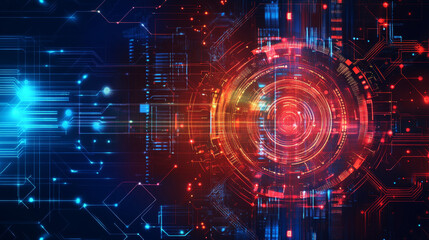 Obraz premium A futuristic, abstract design using technology elements for a science-based internet business. This design represents the concept of big data and is created using vector art.