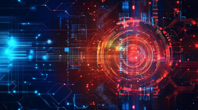 A futuristic, abstract design using technology elements for a science-based internet business. This design represents the concept of big data and is created using vector art.