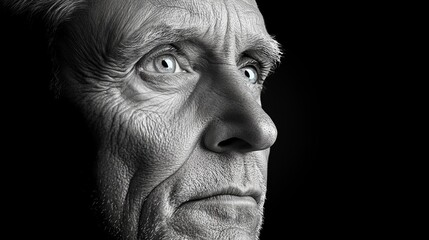 Obraz premium Close up Portrait of a Senior Man with Wrinkles and Blue Eyes