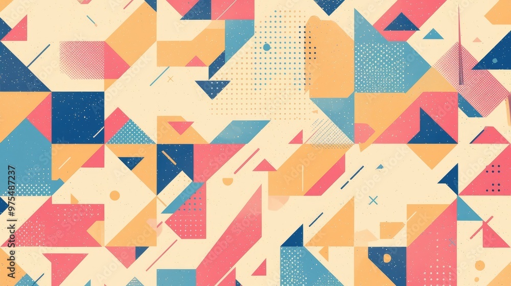 Poster geometric background featuring soft light and scattered lines minimalist design inspired by memphis 