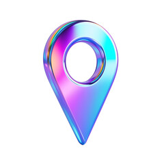 3D render of a colorful location pin icon isolated on a white transparent background