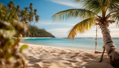 Tropical beach holiday background with depth of field for a warm and exotic festive getaway