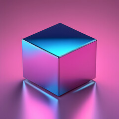 metallic blue and pink square  ピンクとブルーの立方体