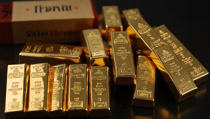 gold bars on black background