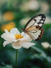 Butterfly on White Flower,