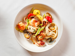 Delicious seafood platter as healthy eating and catering concept. Tasty meal of seafood as prawn,...
