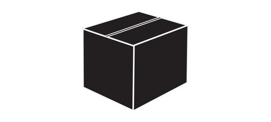 Black Box Package delivery cardboard carton packaging vector isolated.