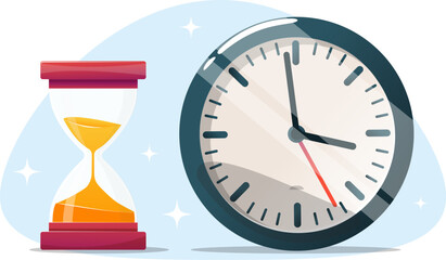 hourglass and mechanical clock