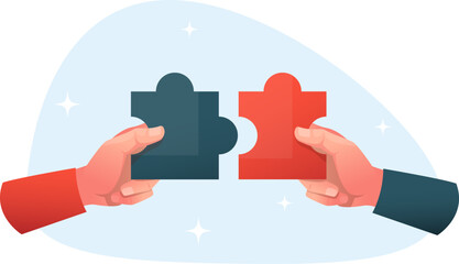 two hands putting together a puzzle