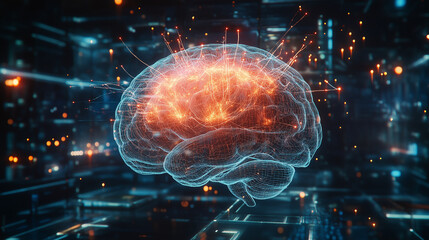 Obraz premium Digital Brain Network Technology