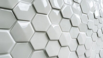 Naklejka premium White Hexagon Wall Close Up