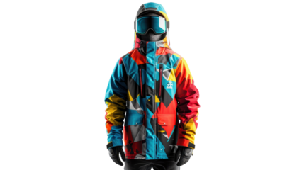 Snowboard jacket on transparent background