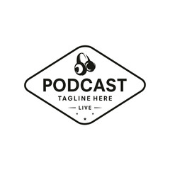 Podcast logo design vector illustration