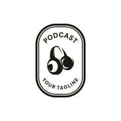 vintage logo Podcast vector template illustration