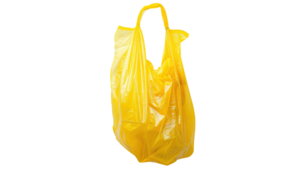 Yellow plastic bag on transparent background