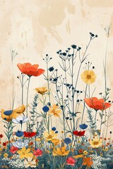 Elegant design of a botanical garden with detailed flowers and plants