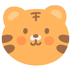 Cute tiger face vector illustration isolated. Wild animal in a cartoon style.