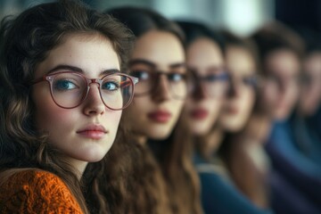 Women Wearing Glasses in Row