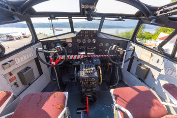 Canada, Sproat Lake 10. August 2024: Last flight of the Martin Mars fire bomber from Coulson aviation