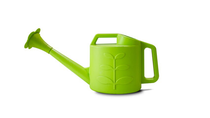 Green watering can, Agriculture equipment, isolated on white background.