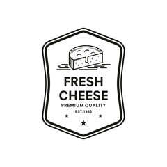 vintage logo Cheese piece vector template illustration