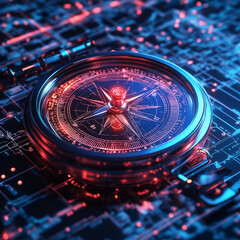 Business  and navigate recovery concept, The virtual compass navigate for growth, Successful and business achieving goals