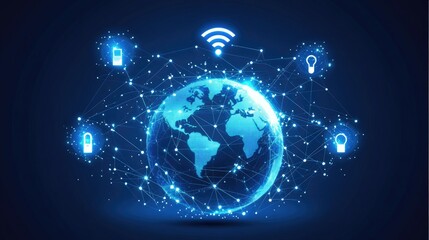 globes with network, WiFi,internet icons