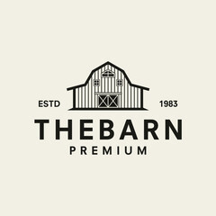 Vintage Line Art Barn / Farm Logo Design Vector Template