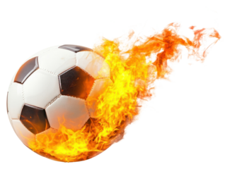PNG Soccer ball on fire soccer sports flame.