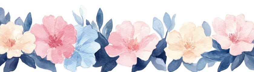 A beautiful watercolor floral arrangement featuring soft pink and blue hues, perfect for adding elegance to any design project.