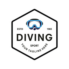 Diving mask and snorkel flat icon isolated