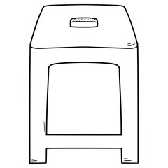 plastic stool illustration hand drawn outline vector