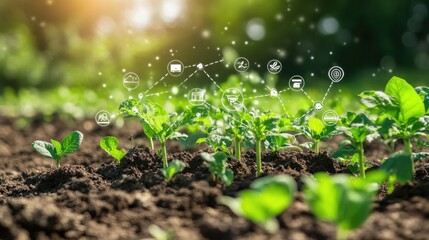 Weeds with agricultural technology icons