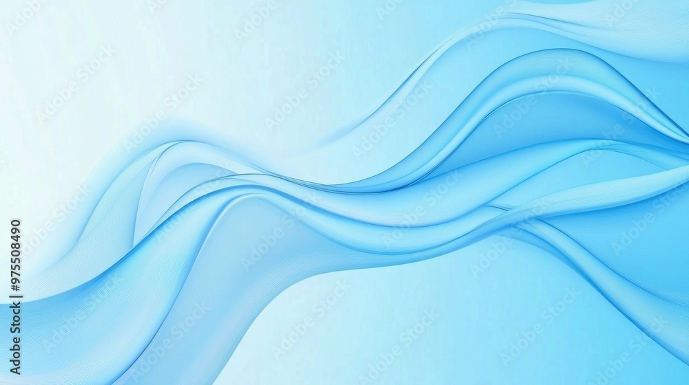 Poster soft blue background featuring smooth abstract wave and border design