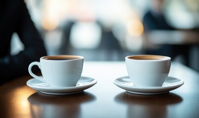Obraz premium Two Cups of Coffee on a Table.