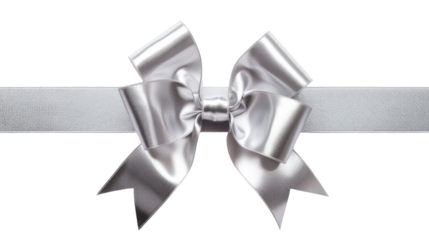 Silver ribbon and bow transparent background