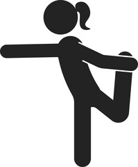 Isolated sport pictogram girl aerobics, yoga, stretching, warm up, cooling down exercise 