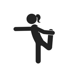 Isolated sport pictogram girl aerobics, yoga, stretching, warm up, cooling down exercise 