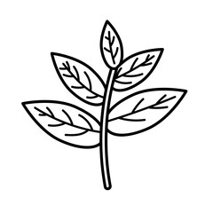Tea leaf line icon design, tea leaves drawing line art illustration vector, green tea leaf floral outline clip art image
