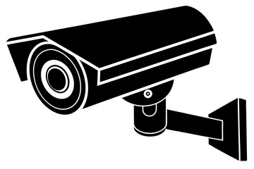 cctv camera silhouette on white background. vector illustration