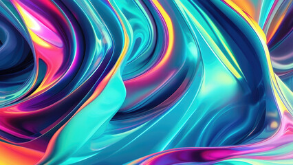 Fototapeta premium Futuristic Gradient with Electric Blue, Bright Teal, Neon Violet, and Chrome Silver