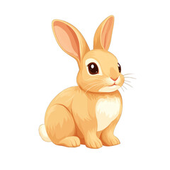Fototapeta premium A cute, cartoon-style rabbit sitting gracefully, perfect for children's themes, illustrations, or playful designs. transparent background