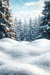 Snowdrifts and Blurry Winter Forest