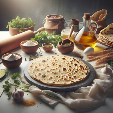 Fresh Tortilla de Rescoldo on White Marble Counter
