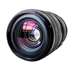 Transparent A camera lens with a purple and red filter
